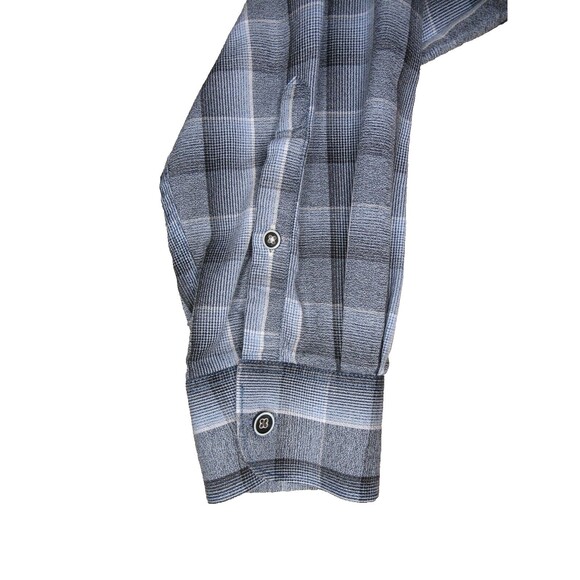32 Bar Blues Abstract Check Plaid Gray Blue Button Down Shirt Long Sleeve Men XL - Picture 10 of 11